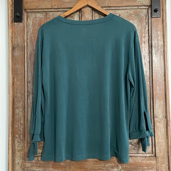 LOFT Outlet Teal Green 3/4 Sleeve Top with Ties Size M - Picture 3 of 10